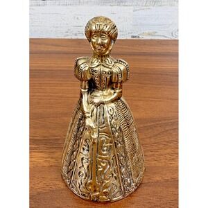 Antique Victorian Brass Elizabthan Lady Bell England Tea Bell